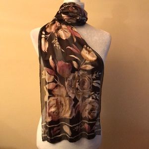Brown, Pink, & Beige Print Scarf